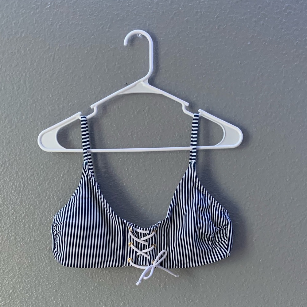 blue and white striped bikini top from target💙🤍